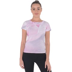 Rose Pink Flower, Floral Aquarel - Watercolor Painting Art Short Sleeve Sports Top  by picsaspassion