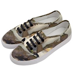 The Lonely Wolf On The Flying Rock Women s Classic Low Top Sneakers by FantasyWorld7