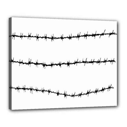 Barbed Wire Black Canvas 20  X 16  by Mariart