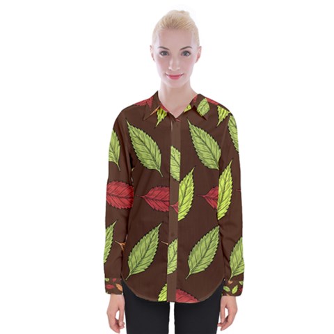 Autumn Leaves Pattern Womens Long Sleeve Shirt by Mariart