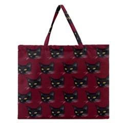 Face Cat Animals Red Zipper Large Tote Bag by Mariart