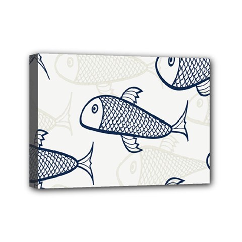 Fish Graphic Flooring Blue Seaworld Swim Water Mini Canvas 7  X 5  by Mariart