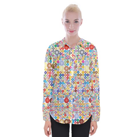 Circle Rainbow Polka Dots Womens Long Sleeve Shirt by Mariart