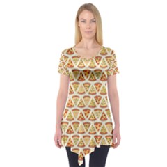 Food Pizza Bread Pasta Triangle Short Sleeve Tunic  by Mariart