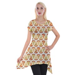 Food Pizza Bread Pasta Triangle Short Sleeve Side Drop Tunic by Mariart