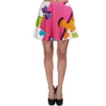 Passel Picture Green Pink Blue Sexy Game Skater Skirt