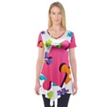 Passel Picture Green Pink Blue Sexy Game Short Sleeve Tunic 