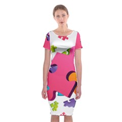 Passel Picture Green Pink Blue Sexy Game Classic Short Sleeve Midi Dress by Mariart