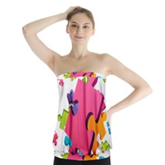 Passel Picture Green Pink Blue Sexy Game Strapless Top by Mariart