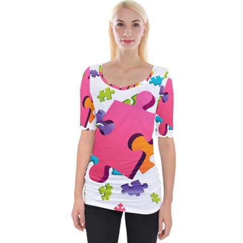 Passel Picture Green Pink Blue Sexy Game Wide Neckline Tee by Mariart
