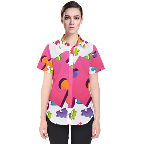 Passel Picture Green Pink Blue Sexy Game Women s Short Sleeve Shirt by Mariart