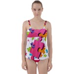 Passel Picture Green Pink Blue Sexy Game Twist Front Tankini Set