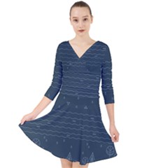 Rain Hill Tree Waves Sky Water Quarter Sleeve Front Wrap Dress	 by Mariart