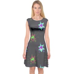 Random Doodle Pattern Star Capsleeve Midi Dress by Mariart