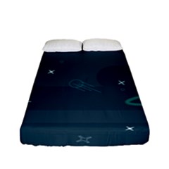 Space Pelanet Galaxy Comet Star Sky Blue Fitted Sheet (full/ Double Size) by Mariart