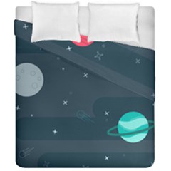 Space Pelanet Galaxy Comet Star Sky Blue Duvet Cover Double Side (california King Size) by Mariart