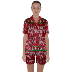 Ugly Christmas Sweater Satin Short Sleeve Pyjamas Set by Valentinaart