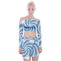 Prismatic Hole Blue Off Shoulder Top with Mini Skirt Set View1