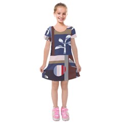 Surface Tree Polka Dots Kids  Short Sleeve Velvet Dress by Mariart
