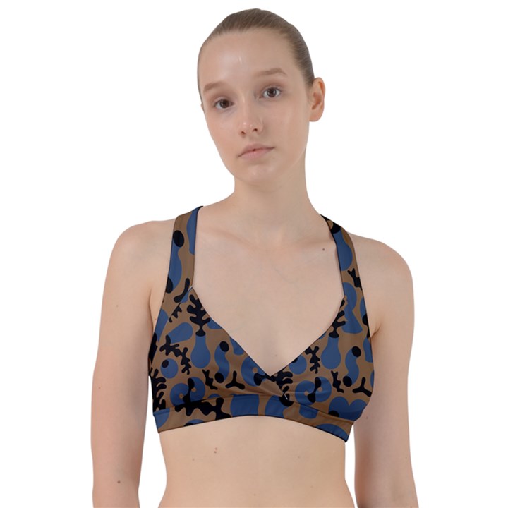 Superfiction Object Blue Black Brown Pattern Sweetheart Sports Bra