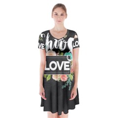 Love Short Sleeve V-neck Flare Dress by NouveauDesign