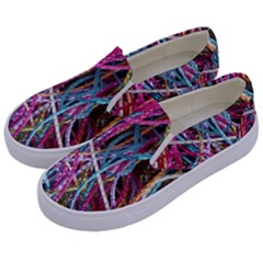 Funny Colorful Yarn Pattern Kids  Canvas Slip Ons by yoursparklingshop