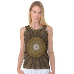 Elegant Festive Golden Brown Kaleidoscope Flower Design Women s Basketball Tank Top by yoursparklingshop