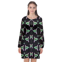 Fishes Talking About Love And Stuff Long Sleeve Chiffon Shift Dress  by pepitasart