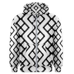 Abstract Tile Pattern Black White Triangle Plaid Chevron Men s Zipper Hoodie by Alisyart