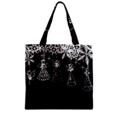 Christmas Angels Star Blue Zipper Grocery Tote Bag by Alisyart