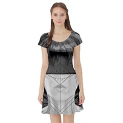 Beautiful Bnw Fractal Feathers For Major Motoko Short Sleeve Skater Dress by jayaprime