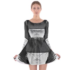 Beautiful Bnw Fractal Feathers For Major Motoko Long Sleeve Skater Dress by jayaprime