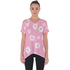 Pink Flowers Cut Out Side Drop Tee by NouveauDesign