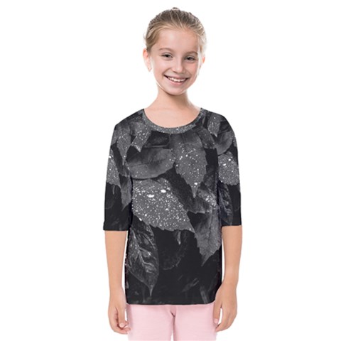 Black And White Leaves Photo Kids  Quarter Sleeve Raglan Tee by dflcprintsclothing