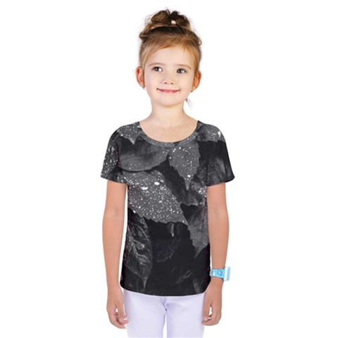 Black And White Leaves Photo Kids  One Piece Tee by dflcprintsclothing