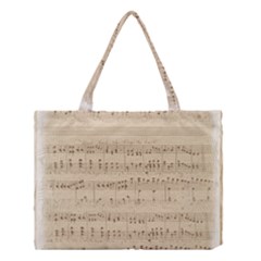 Vintage Beige Music Notes Medium Tote Bag by Celenk