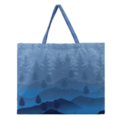 Blue Mountain Zipper Large Tote Bag