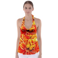 Arrangement Butterfly Aesthetics Orange Background Babydoll Tankini Top by Celenk