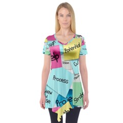 Stickies Post It List Business Short Sleeve Tunic  by Celenk