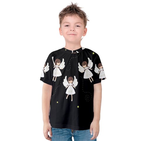 Christmas Angels  Kids  Cotton Tee by Valentinaart