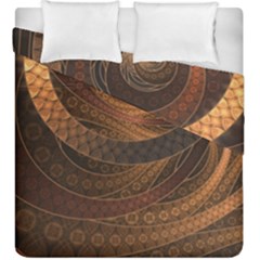 Brown, Bronze, Wicker, And Rattan Fractal Circles Duvet Cover Double Side (king Size) by jayaprime