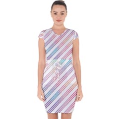 Colored Candy Striped Capsleeve Drawstring Dress  by Colorfulart23