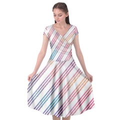 Colored Candy Striped Cap Sleeve Wrap Front Dress by Colorfulart23