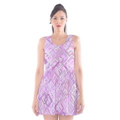 Pink Modern Background Square Scoop Neck Skater Dress by Celenk