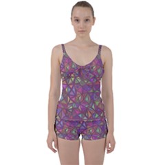 Triangle Background Abstract Tie Front Two Piece Tankini by Celenk