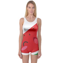 Watermelon Red Network Fruit Juicy One Piece Boyleg Swimsuit by Celenk