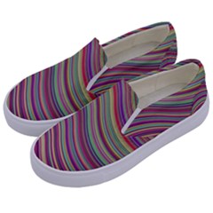 Wave Abstract Happy Background Kids  Canvas Slip Ons by Celenk