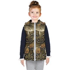 Wonderful Noble Steampunk Design, Clocks And Gears And Butterflies Kid s Puffer Vest by FantasyWorld7