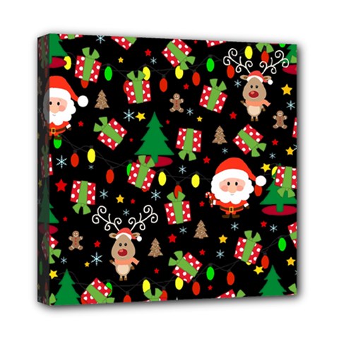 Santa And Rudolph Pattern Mini Canvas 8  X 8 