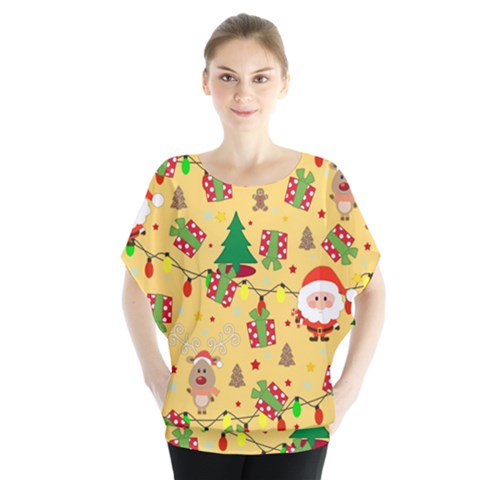 Santa And Rudolph Pattern Blouse by Valentinaart